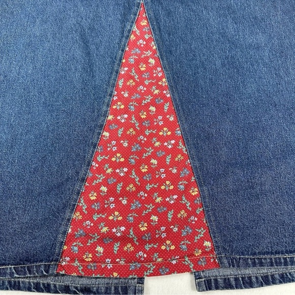 Carolina Blues Womens Maxi Skirt 20w Denim Romantic Floral Slit Pockets Plus Sz - Picture 4 of 12